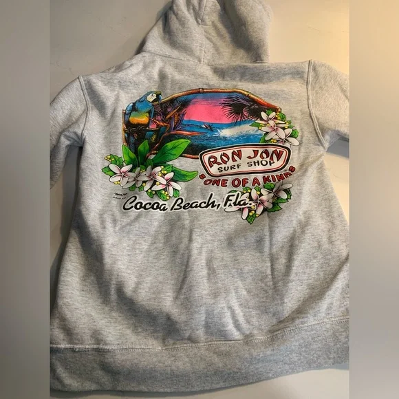 Ron Jon Gray Hoodie with Tropical Parrot Design, S - Picture 3 of 7